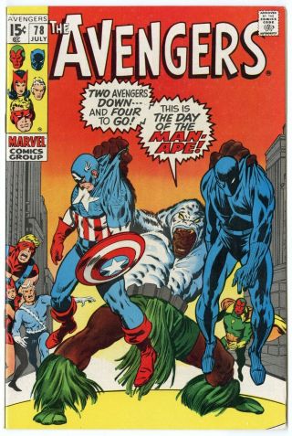 Avengers 78 Nm - 9.  2 White Pages Vs.  The Man - Ape Marvel 1970