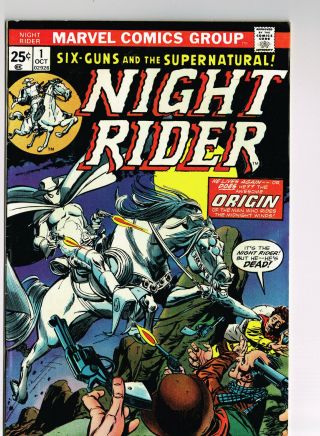 Night Rider (western) 1 Marvel Comics 1974 Vf,  Origin Bronze Age Ghost Rider