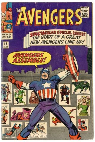Avengers 16 Vg,  4.  5 Off - White Pages Line - Up Begins Marvel 1965 No Resv