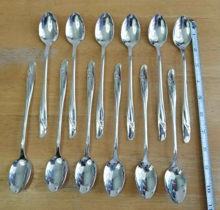 Set Of 12 Mid Century Vintage 1957 Exquisite Silverplated Iced Tea Spoons