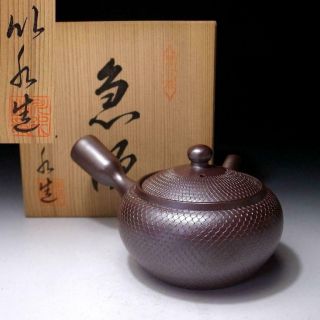 Bd4: Vintage Japanese Pottery Sencha Tea Pot,  Banko Ware With Signed Box,  Ajiro