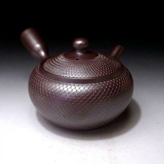 BD4: Vintage Japanese Pottery Sencha Tea Pot,  Banko ware with Signed box,  AJIRO 2