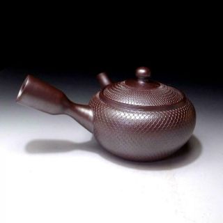 BD4: Vintage Japanese Pottery Sencha Tea Pot,  Banko ware with Signed box,  AJIRO 3