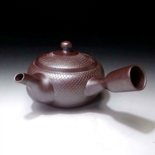 BD4: Vintage Japanese Pottery Sencha Tea Pot,  Banko ware with Signed box,  AJIRO 4
