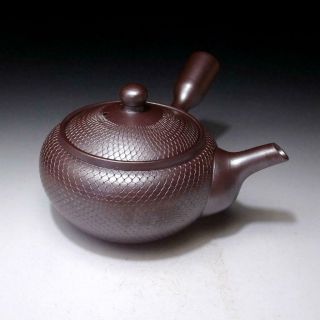 BD4: Vintage Japanese Pottery Sencha Tea Pot,  Banko ware with Signed box,  AJIRO 6