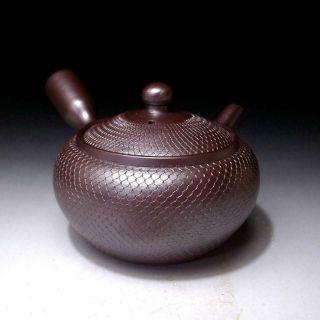 BD4: Vintage Japanese Pottery Sencha Tea Pot,  Banko ware with Signed box,  AJIRO 7