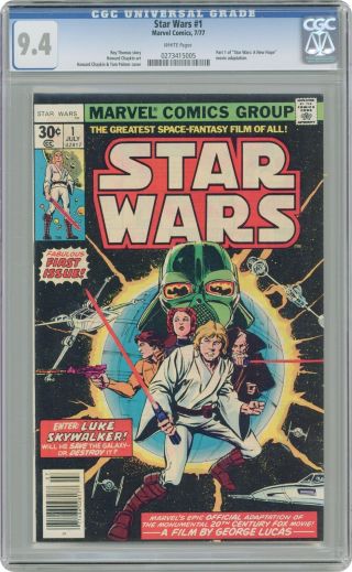 Star Wars (marvel) 1 1977 1st Printing Cgc 9.  4 0273415005