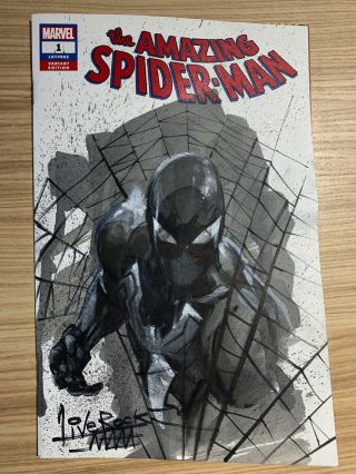 Spider - Man 1 2018 Marvel Art Sketch & Signed Francesco Mattina