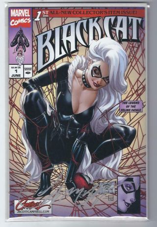 Black Cat 1 Exclusive Variant Cover A Signed J Scott Campbell 724 Nm,