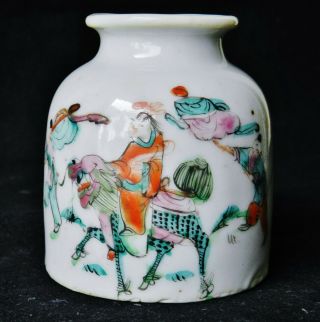 Antique Chinese Porcelain Famille Rose Brush Pot Washer Jianding Wax Seal