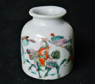 Antique Chinese Porcelain Famille Rose Brush Pot Washer Jianding Wax Seal 5