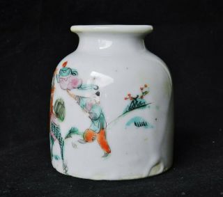 Antique Chinese Porcelain Famille Rose Brush Pot Washer Jianding Wax Seal 6