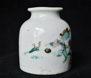 Antique Chinese Porcelain Famille Rose Brush Pot Washer Jianding Wax Seal 8