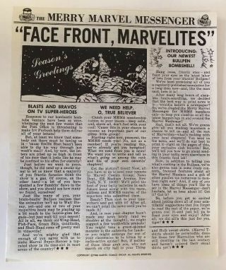 Marvel Comics Mmms 1966 Fan Club Merry Marvel Messenger M.  M.  M.  S.  Kirby Bio