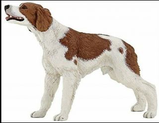 Brittany Spaniel Dog Figurine Brown Aand White Pet Papo Toy Animal