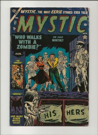 Mystic 27 Vg,  4.  5 Pre - Code Atlas Horror Zombie & Skeleton Cover 1954