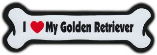 Dog Bone Magnet: I Love My Golden Retriever | Dogs Doggy Puppy | Car Automobile