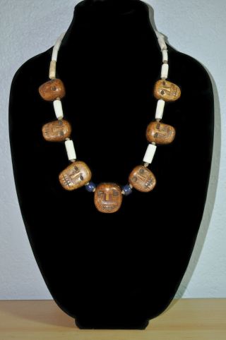 Nagaland Vintage Necklace Is Hand Strung And Has Hand Carved Stone Faces