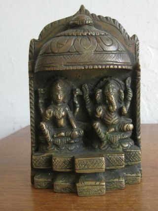 Fine Old India Hindu Lakshmi Laxmi Lord Ganesha Deity Brass Statue Sculpture Big