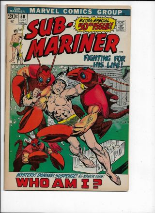 Marvel Comics Sub - Mariner 50 Jun 1972 First Appearance Of Namorita Key Issue