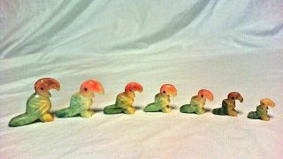 Vintage Carved Stone Toucan Bird Figurines,  Set Of 7,  Handcrafted