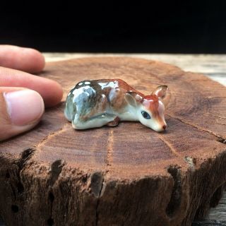 Deer Ceramic Figurine Dollhouse Miniature Collectibles Handmade Cute Gift