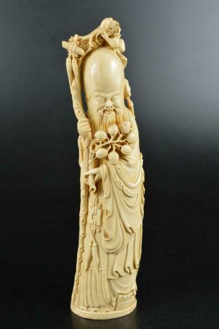 S4218: Chinese Resin Jurojin Statue Sculpture Ornament Figurines Okimono