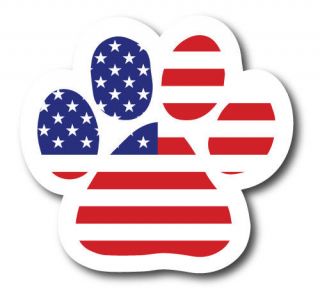 American Flag Paw Print Magnet 5 Inch Decal For Car Truck Suv Or Fridge