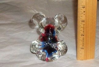Vtg Solid Glass Koala Figurine Paperweight W Red & Blue Coloring Encased Unique
