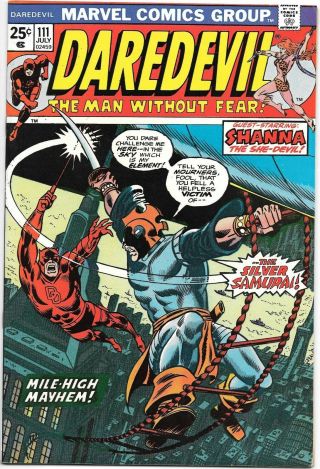 Daredevil 111 (jul 1974,  Marvel) Bronze Age " Silver Samari " Mile - High Mayhem