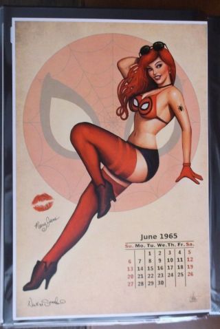 Nathan Szerdy Signed 12x18 Signed Art Print Mary Jane Spider - Man Calendar Pin Up