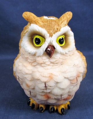 Horned Owl Chick Golden Brown W/ Spotted Breast Feathers Wild Life Figurine B