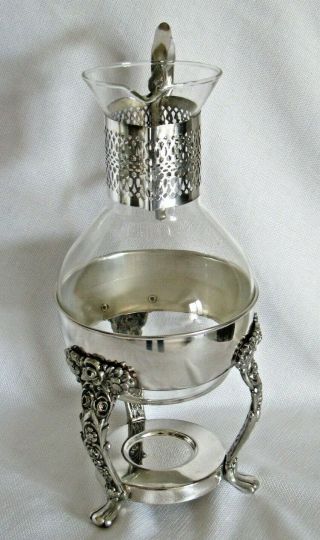 English Silver Mfg Corp Corning Ware Carafe with Silverplate Warmer Stand Floral 4