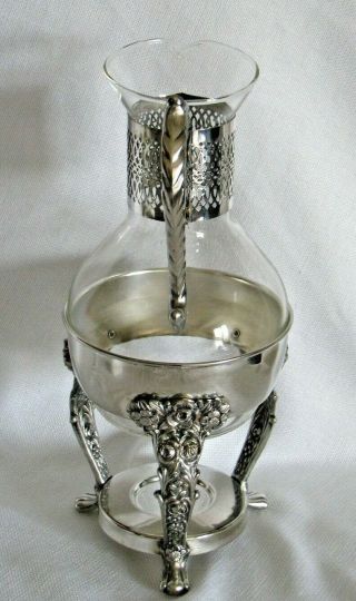 English Silver Mfg Corp Corning Ware Carafe with Silverplate Warmer Stand Floral 6