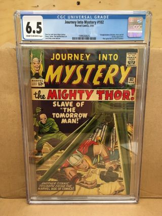 Journey Into Mystery 102 Cgc 6.  5.  1st App.  Of Balder,  Hela & Sif.  Marvel 1964.