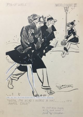Russell Patterson Wwii Pin Up Girls Signed Cartoon Art Nr