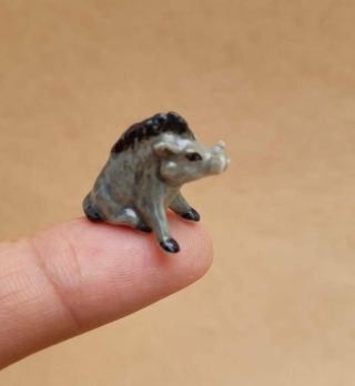 Ceramic Figurine Boar Pig Miniature Animal Handmade Craft Decor Wild Boar Pig
