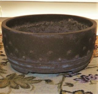 Antique Bonsai Planter Yixing Zisha Pot Chinese Dotted Purple Clay 6 " Wide 2.  5 " H