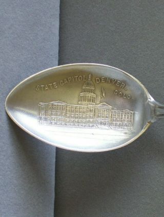 Indian Motif Denver Colorado State Capitol Sterling Silver Souvenir Spoon 3