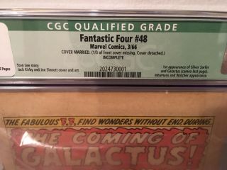 Fantastic Four 48 CGC 0.  5 - 1st Full Silver Surfer & Galactus - Cover Married 5
