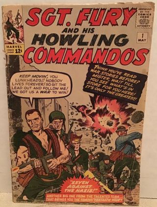 Sgt.  Fury Howling Commandos 1 Marvel Comic 1963 Silver Age First Nick Fury App.