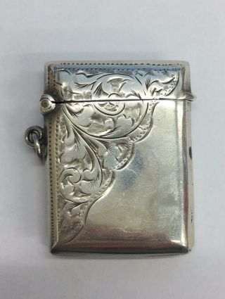 Antique Solid Silver Vesta Case 1906 W.  G Keight