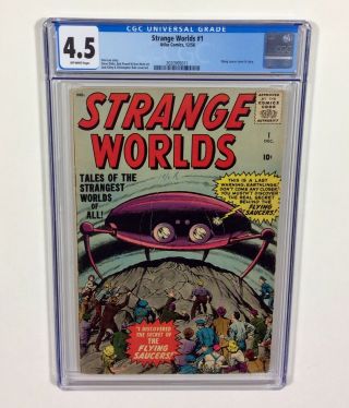 Strange Worlds 1 Cgc 4.  5 Key (flying Saucer Cover & Story) Dec.  1958 Atlas