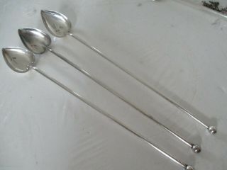 Set Of 3 Vintage Sterling Silver 8 " Ice Cream Soda Spoon / Straws (three)