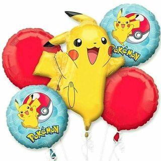 Pokemon Pikachu & Friends Foil Balloons Bouquet Kids Birthday Party Decoration