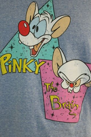 Pinky And The Brain Tv Cartoon Animaniacs Xl Blue Ringer T Shirt