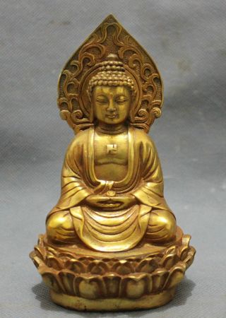 Collect Gold - Plated Bronze Pray Bless Shakyamuni Buddha Statue In Tibet
