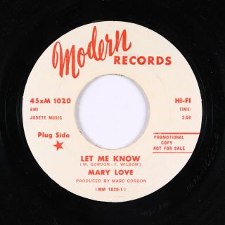 Northern Soul 45 - Mary Love - Let Me Know - Modern - Vg,  Mp3