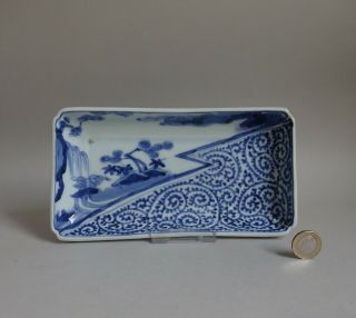 Arita Imari Blue & White Sansui And Tako - Karakusa Dish C.  1750