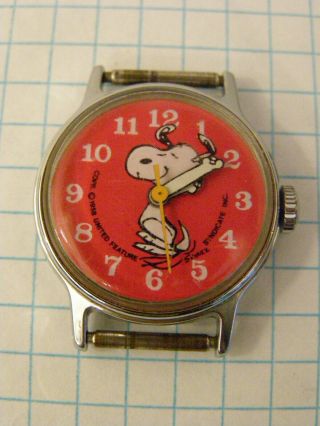 Vintage 1958 Red Snoopy Wristwatch - - Needs Band